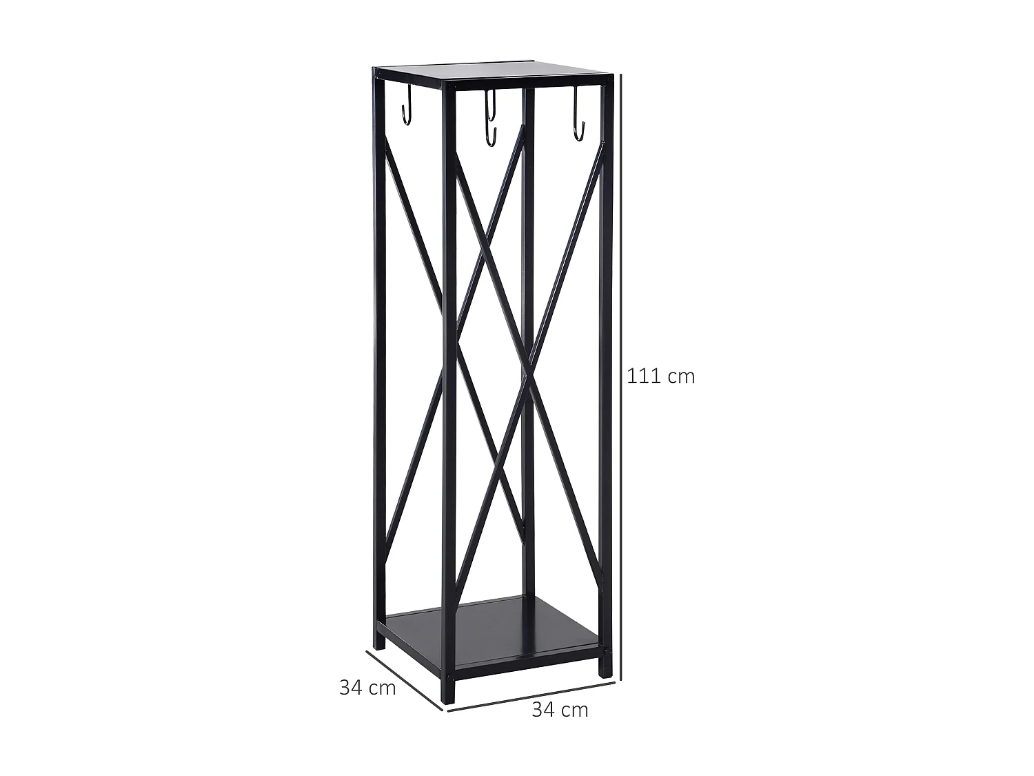 Serviteur de cheminée colonne - porte bûches - range bûches multi accessoires dim. 34L x 34l x 111H cm métal noir