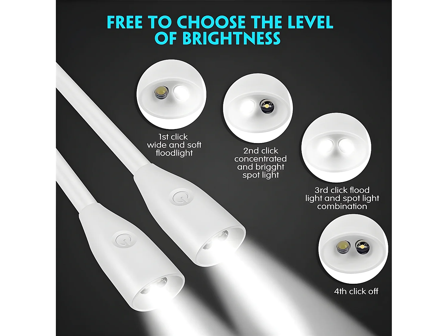 Lampe de lecture led, blanc,  67*3*3cm, lampe de chevet, rechargeable USB