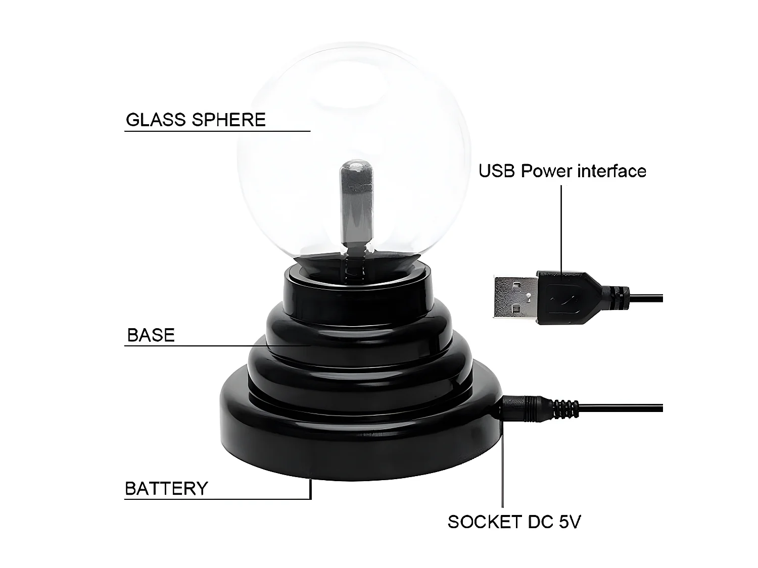 Lampe de table Magic Plasma Ball - Noir - 10*10*14.5cm - Lumière Rouge