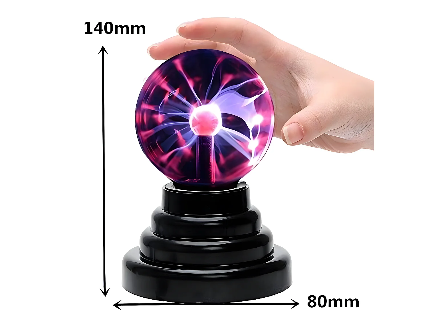 Lampe de table Magic Plasma Ball - Noir - 10*10*14.5cm - Lumière Rouge