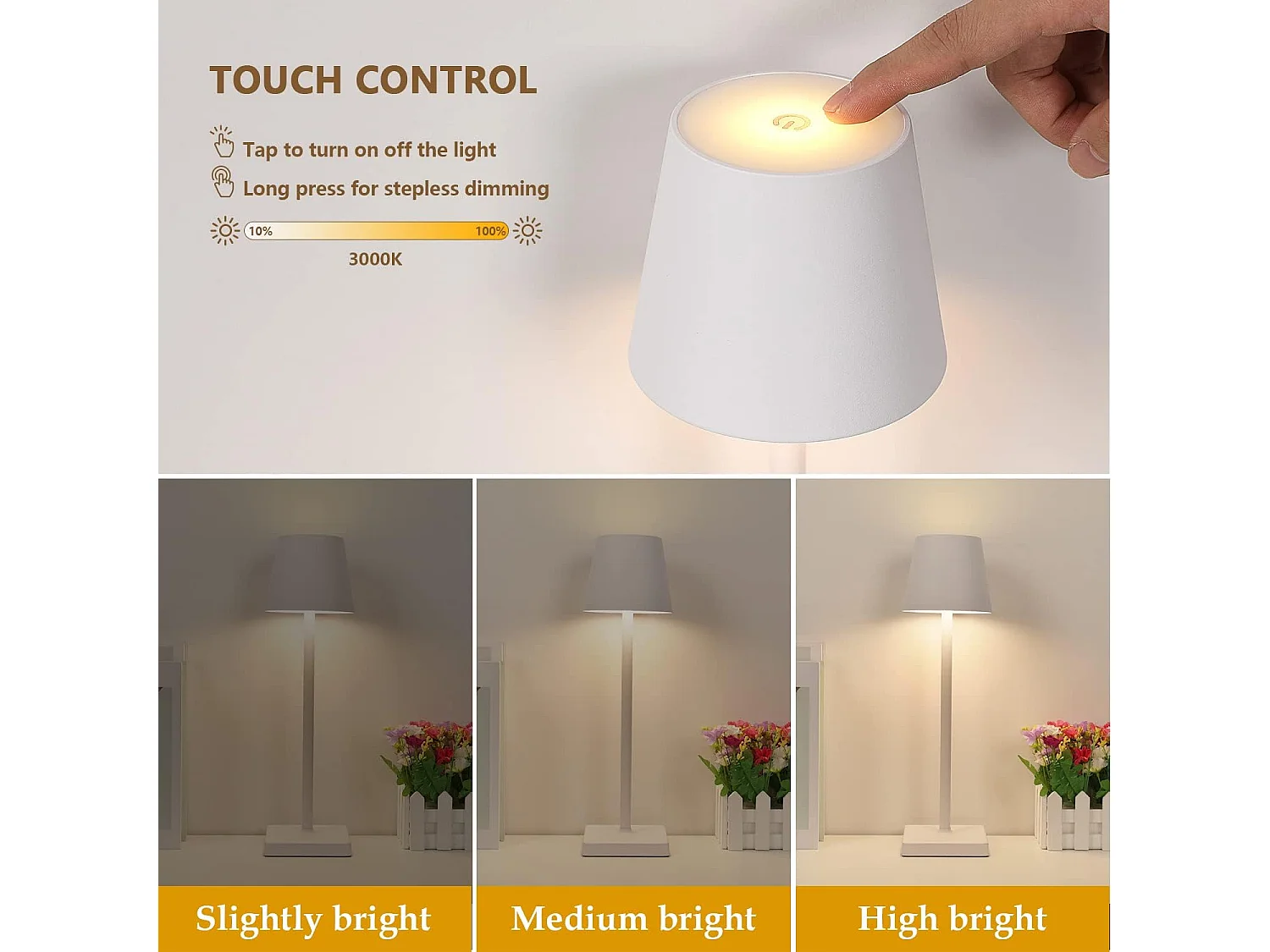 Lampe de table LED rechargeable - Blanca - 38*10*10cm - Sans fil - IP54