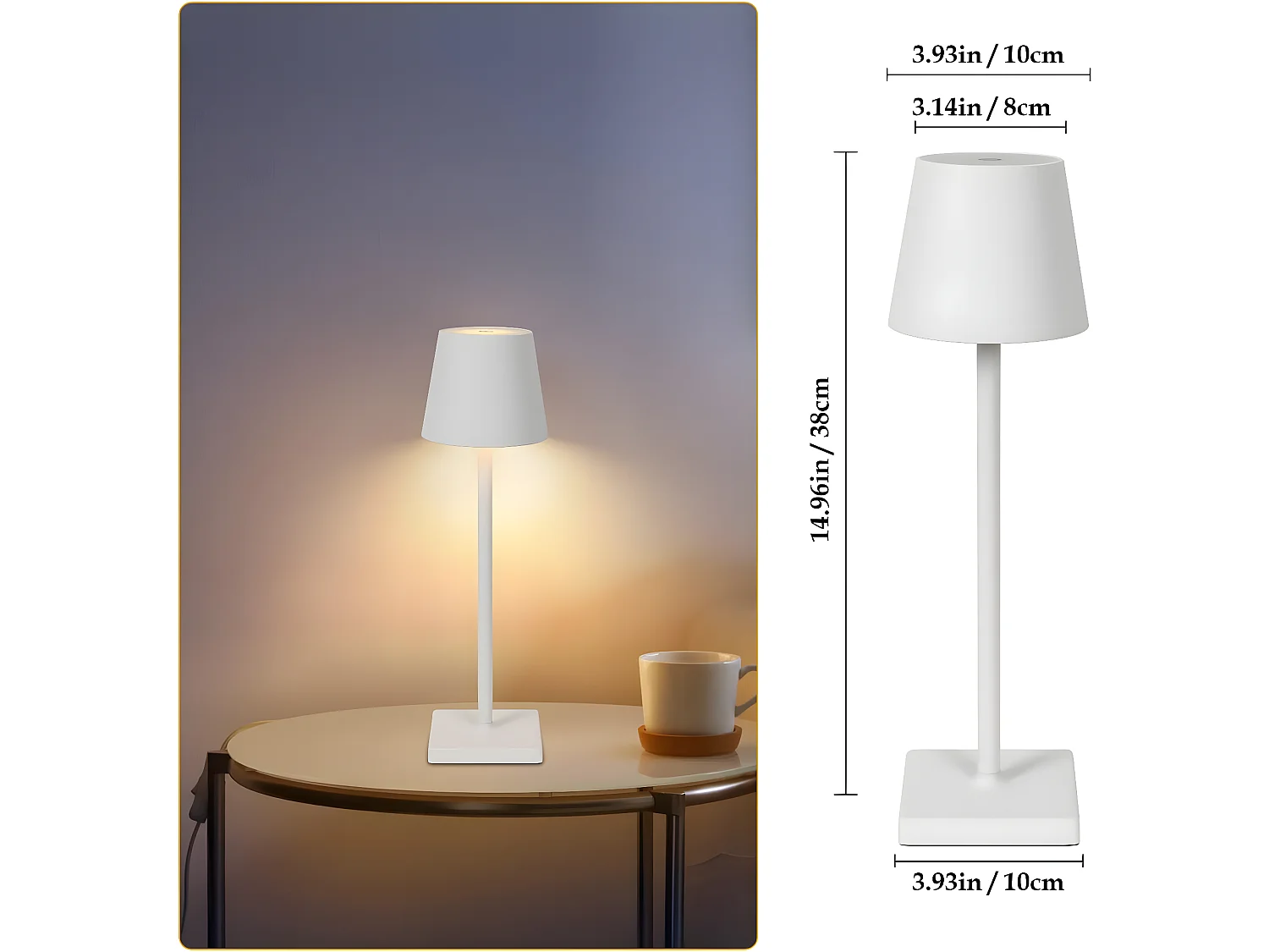 Lampe de table LED rechargeable - Blanca - 38*10*10cm - Sans fil - IP54