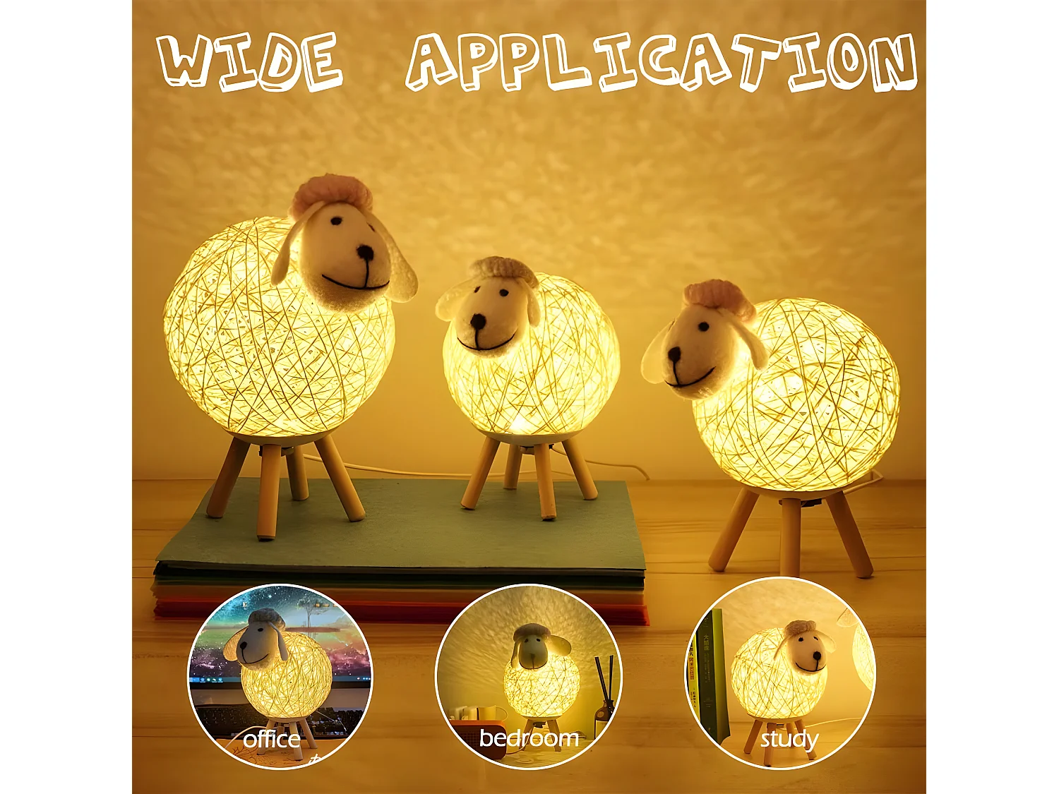 Veilleuse lampe à lampe en rotin, 15*15*24cm, pour chambre chambre d'enfant, usb