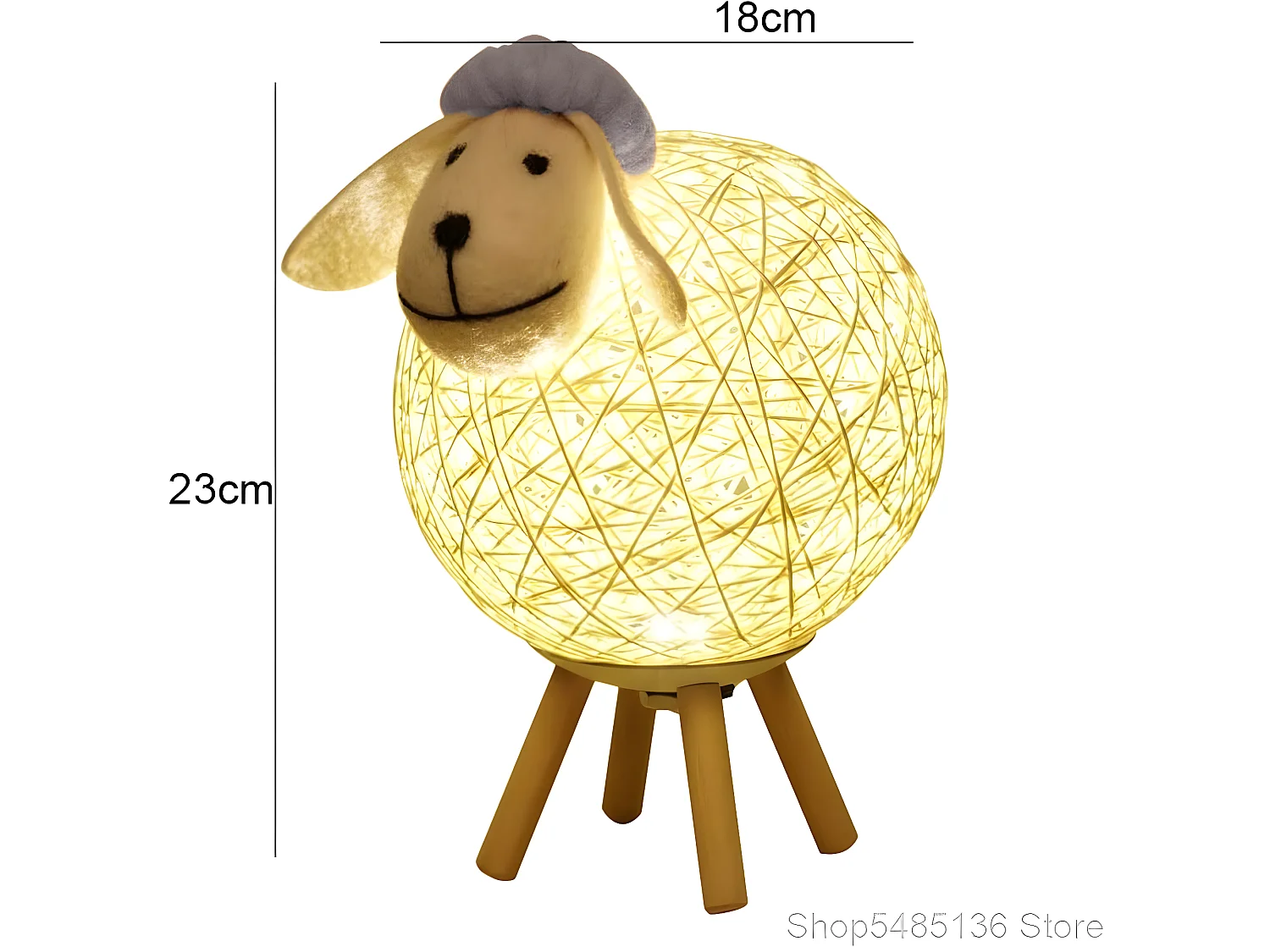 Veilleuse lampe à lampe en rotin, 15*15*24cm, pour chambre chambre d'enfant, usb