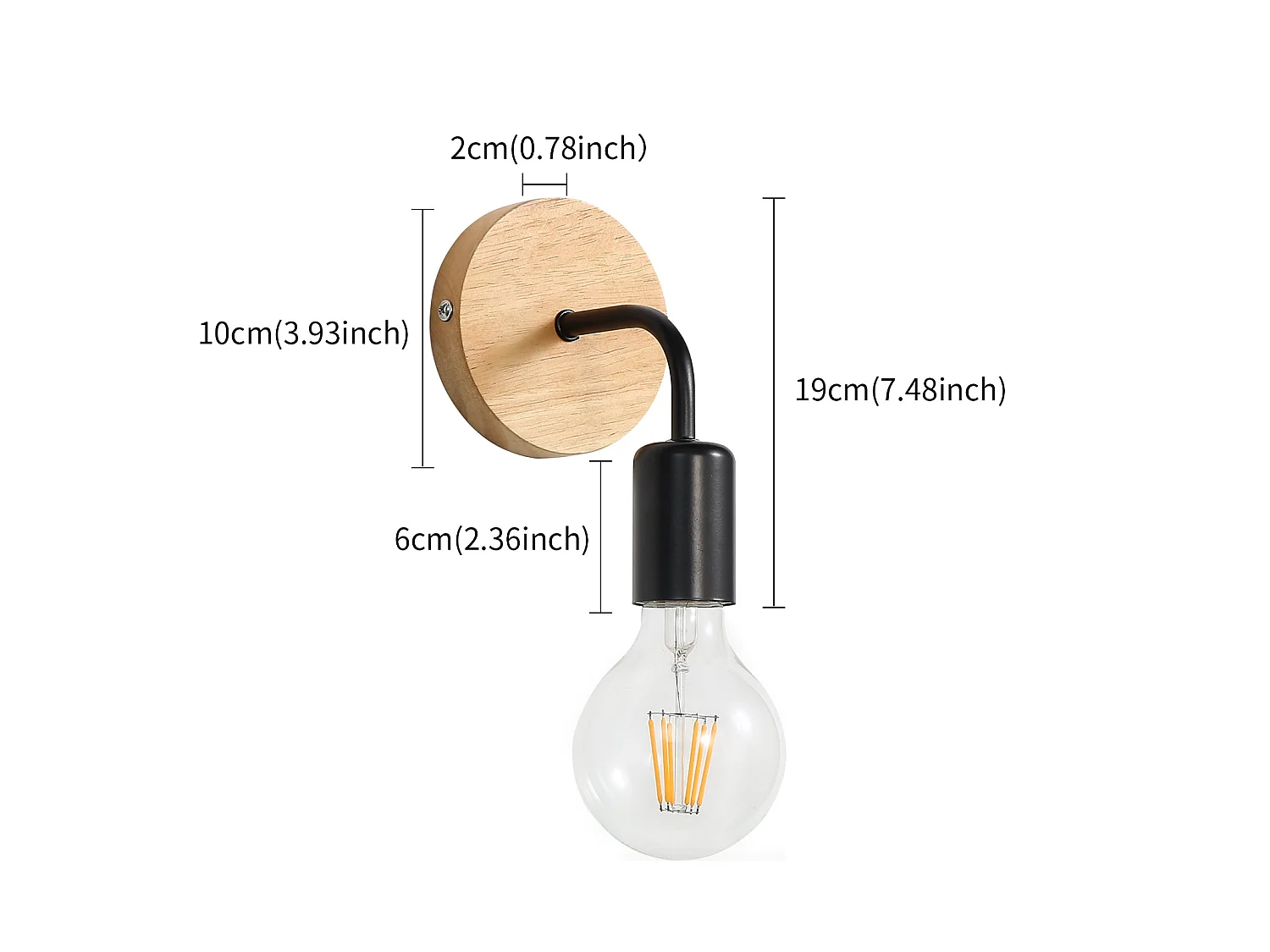 Applique murale vintage 2pcs - brun - 16*10*10 CM - en boie et fer - sans ampoule E27