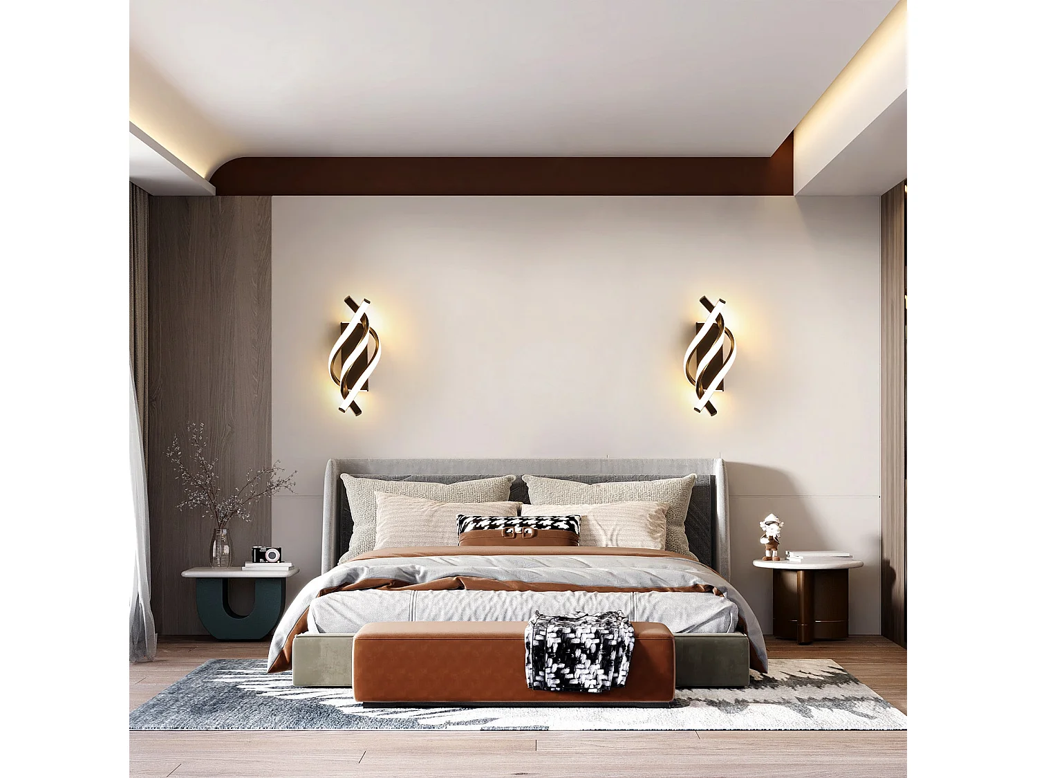 Applique murale intérieur moderne, noir, 32.5*15*20cm, 18w, 3000k lumière blanc chaude