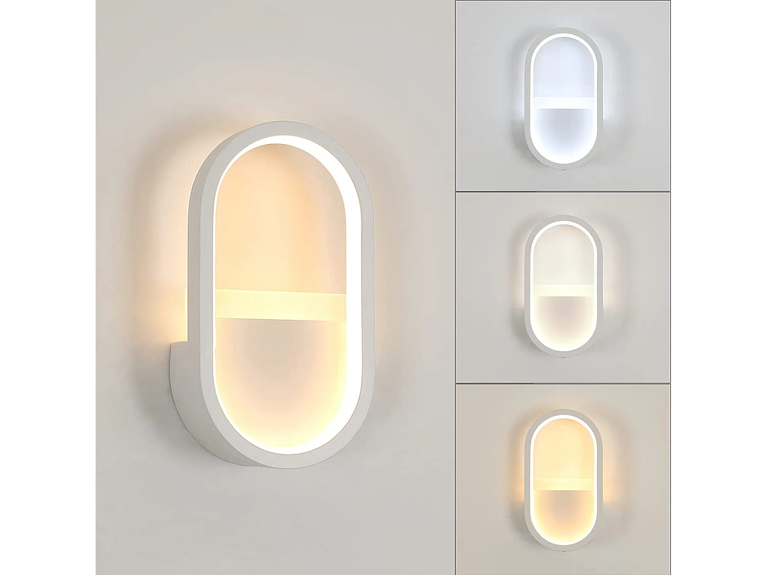 Moderne moderne LED-wandlamp OVAL, WIT, 16W, 3000K-6000K Verstelbare 3 kleuren