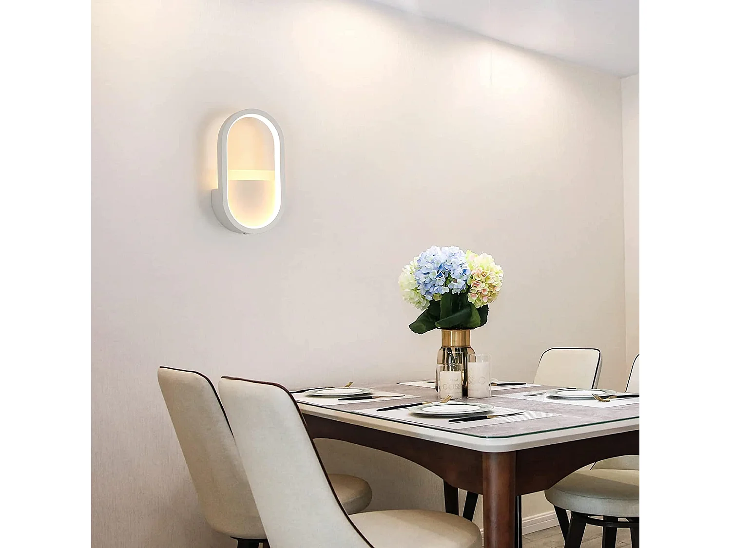 Moderne moderne LED-wandlamp OVAL, WIT, 16W, 3000K-6000K Verstelbare 3 kleuren