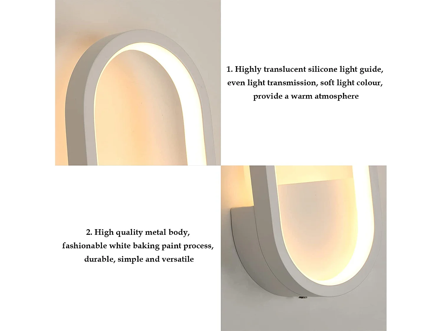 Moderne moderne LED-wandlamp OVAL, WIT, 16W, 3000K-6000K Verstelbare 3 kleuren