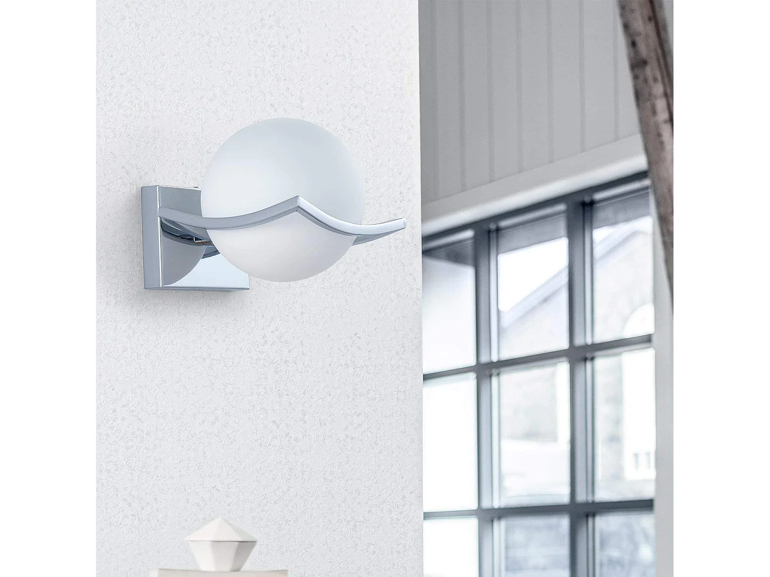 Applique murale led moderne boule - blanc - 19*19*15cm - en verre - sans ampoule E27