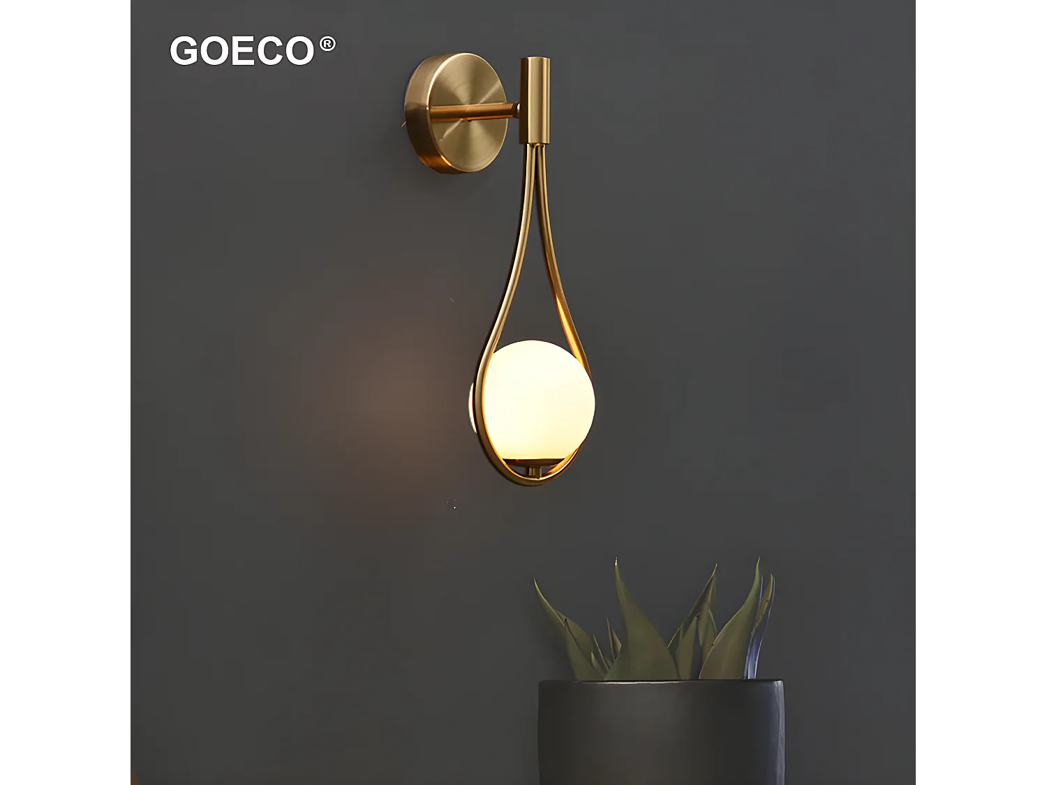 Applique murale industriel boule ronde , or et blanc, 21*45cm, sans ampoule E27