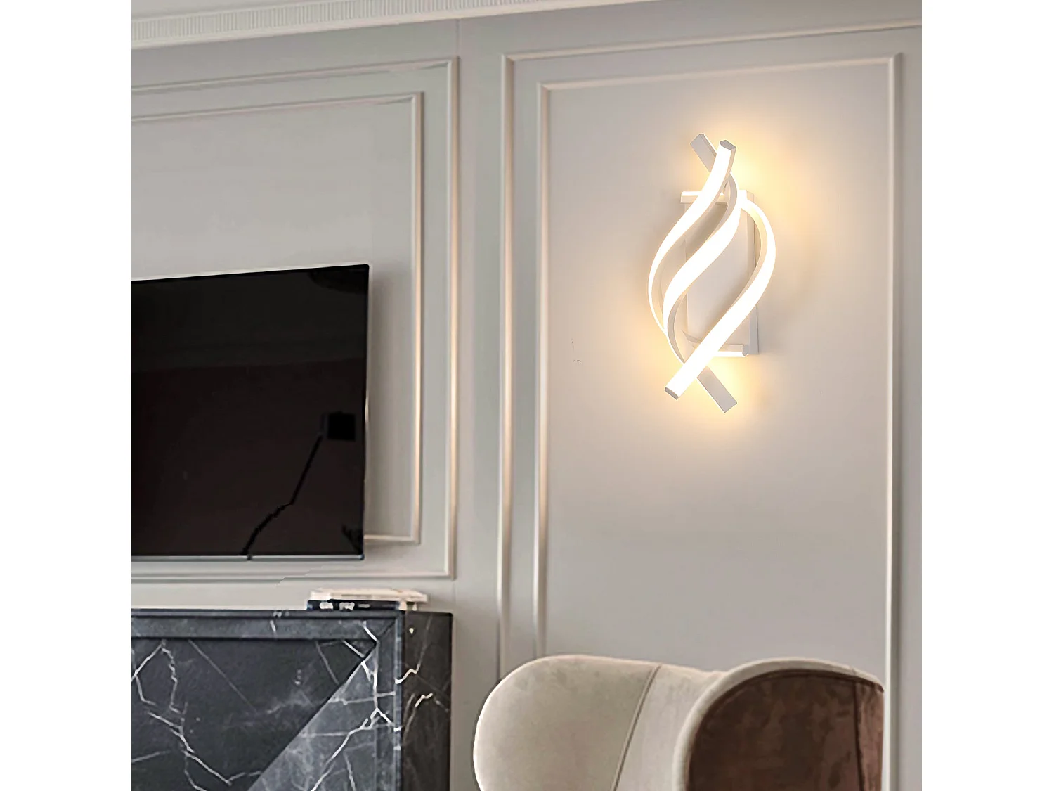 Applique murale led moderne, blanc, 32.5*15*20cm, en acrylique, blanc chaud 3000k