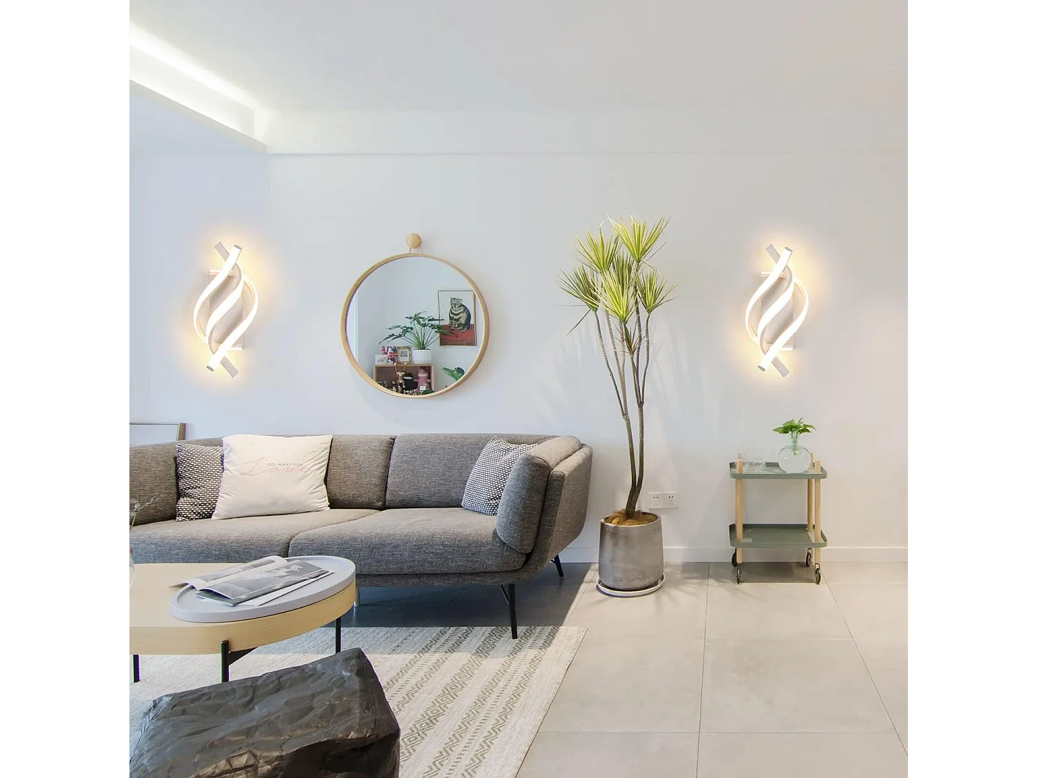 Applique murale led moderne, blanc, 32.5*15*20cm, en acrylique, blanc chaud 3000k