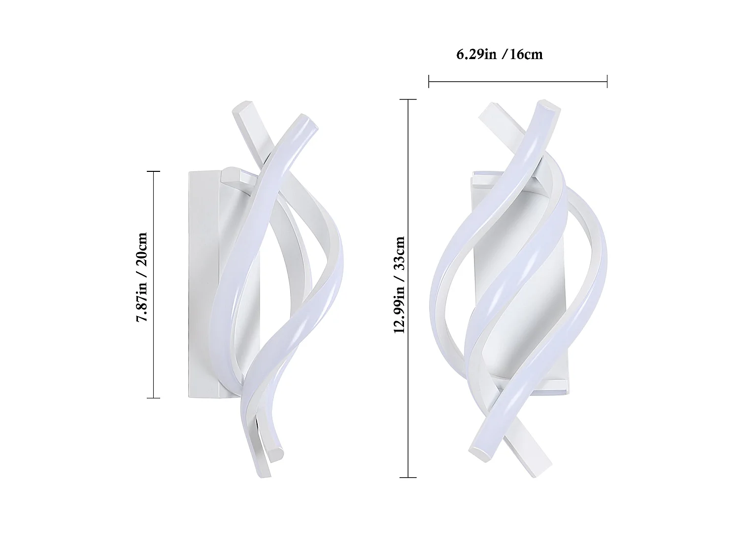 Applique murale led moderne, blanc, 32.5*15*20cm, en acrylique, blanc chaud 3000k