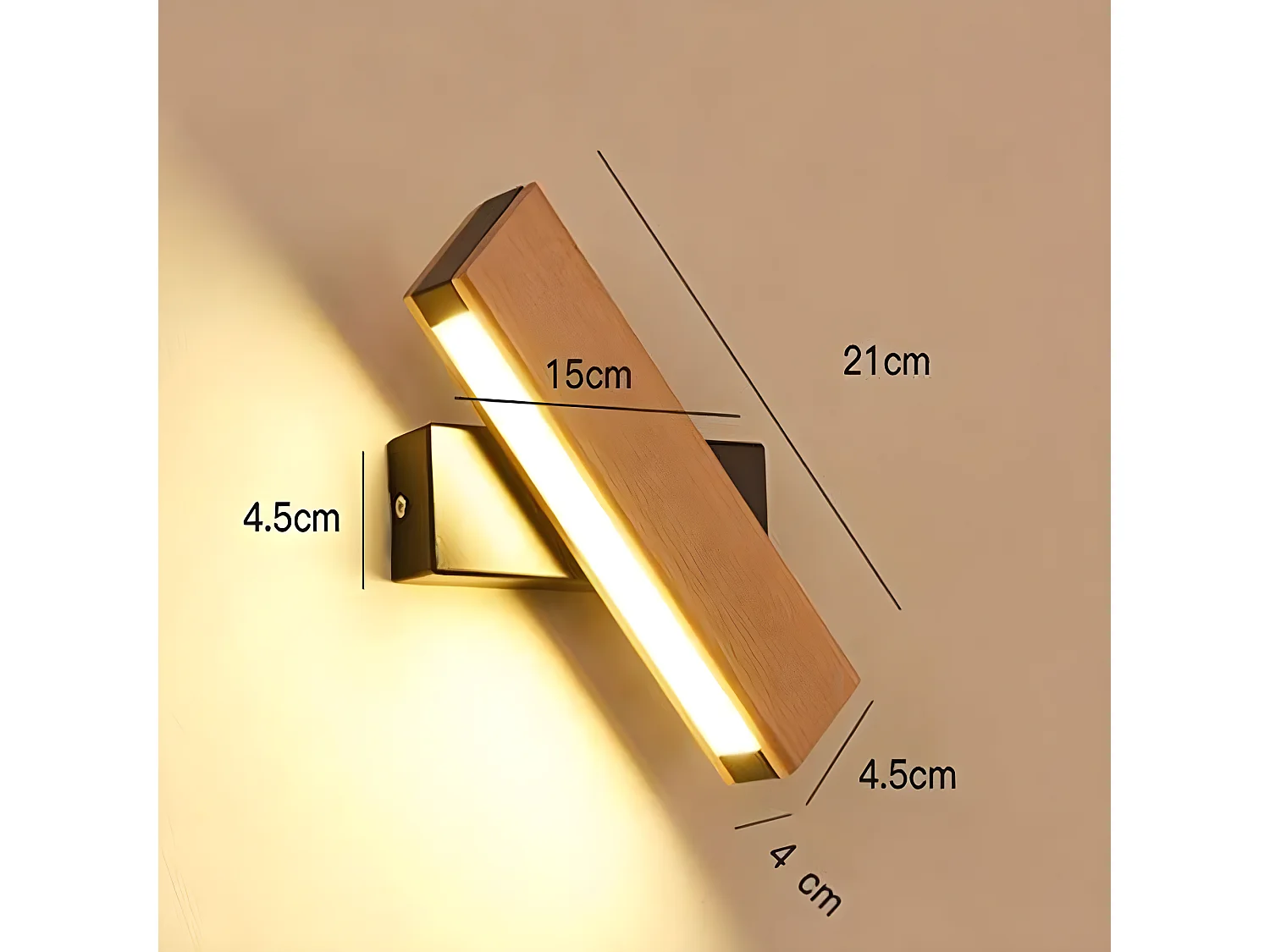 Applique murale led intérieur rotative à 360°, or, 21*8*5cm, 4w, blanc chaud