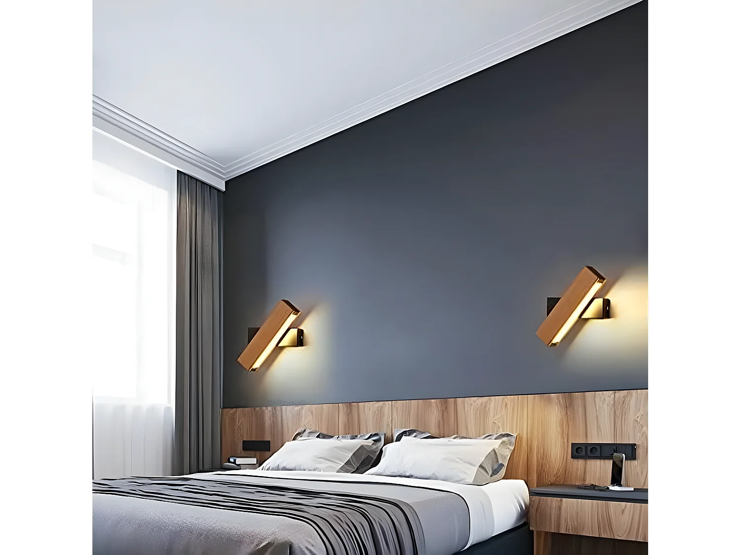 Applique murale led intérieur rotative à 360°, or, 21*8*5cm, 4w, blanc chaud