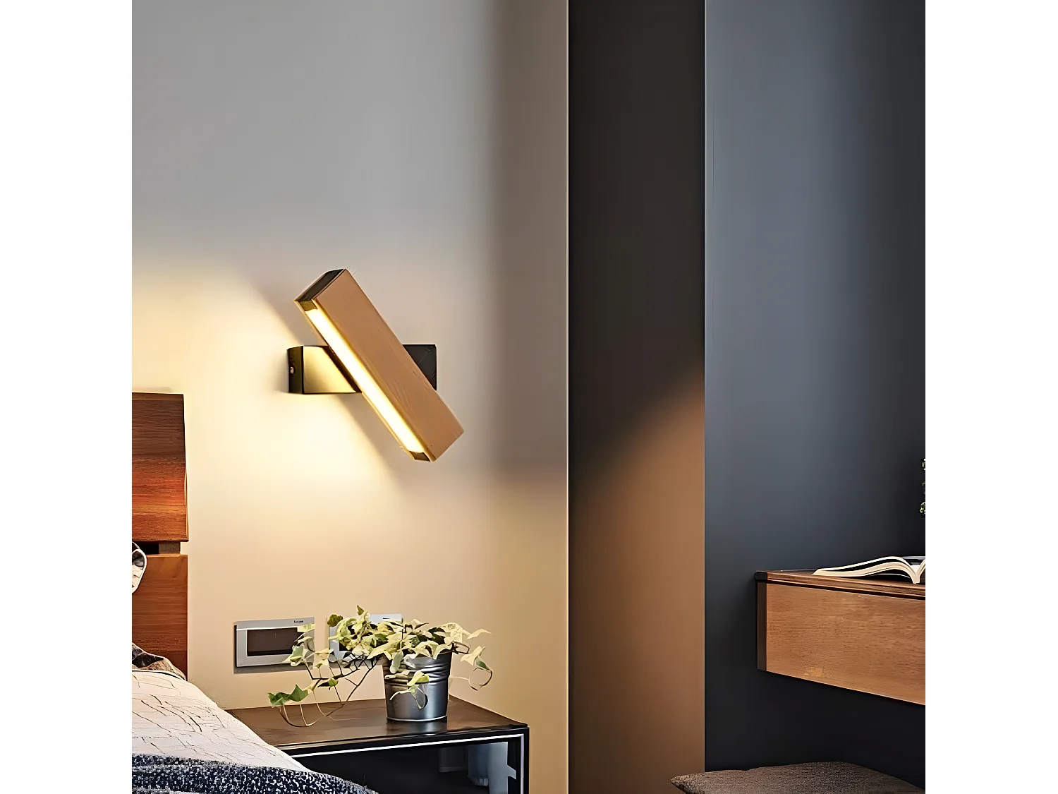 Applique murale led intérieur rotative à 360°, or, 21*8*5cm, 4w, blanc chaud