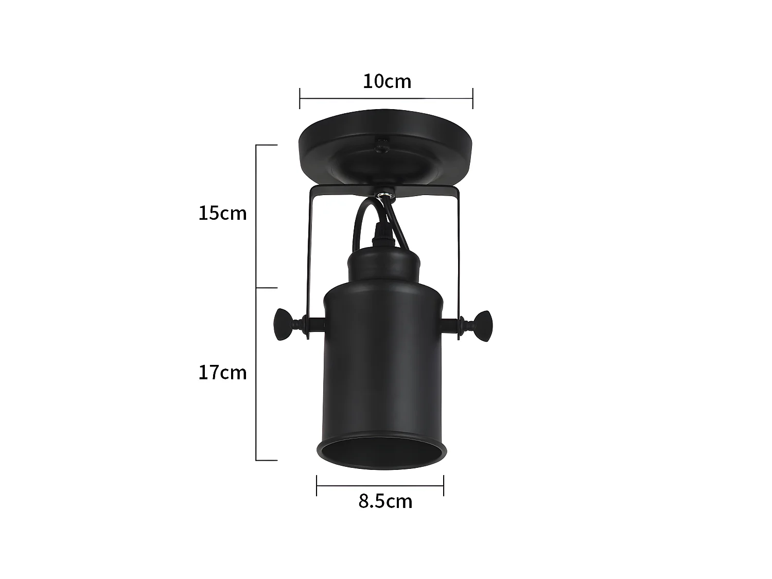 Applique murale spot moderne industrielle, noir, 17*8.5cm, sans ampoule E27, pour chambre