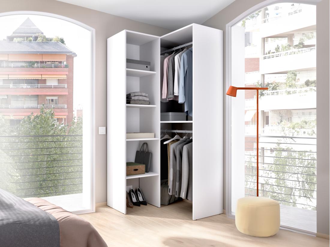 vente unique Dressing d'angle - L79 cm - Blanc - FERDINAND