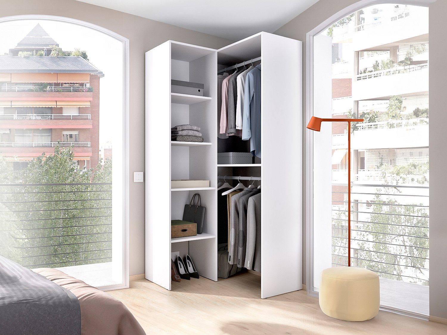 Vente-unique Eckschrank - L 79 Cm - Weiß - Ferdinand