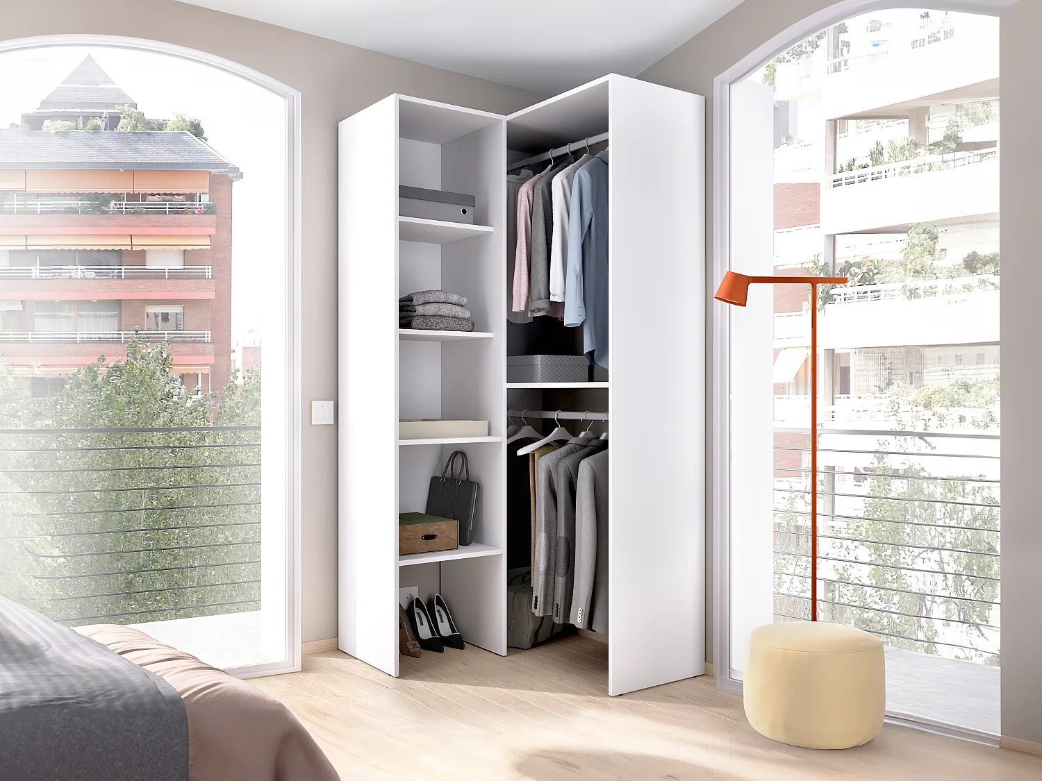 Guardaroba angolare L79 cm Bianco - FERDINAND