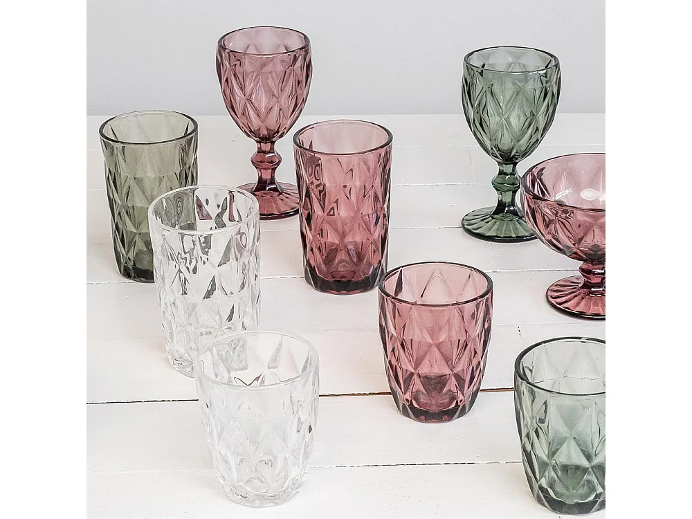 Boite de 6 verres à pied Diamond 25 cl rose