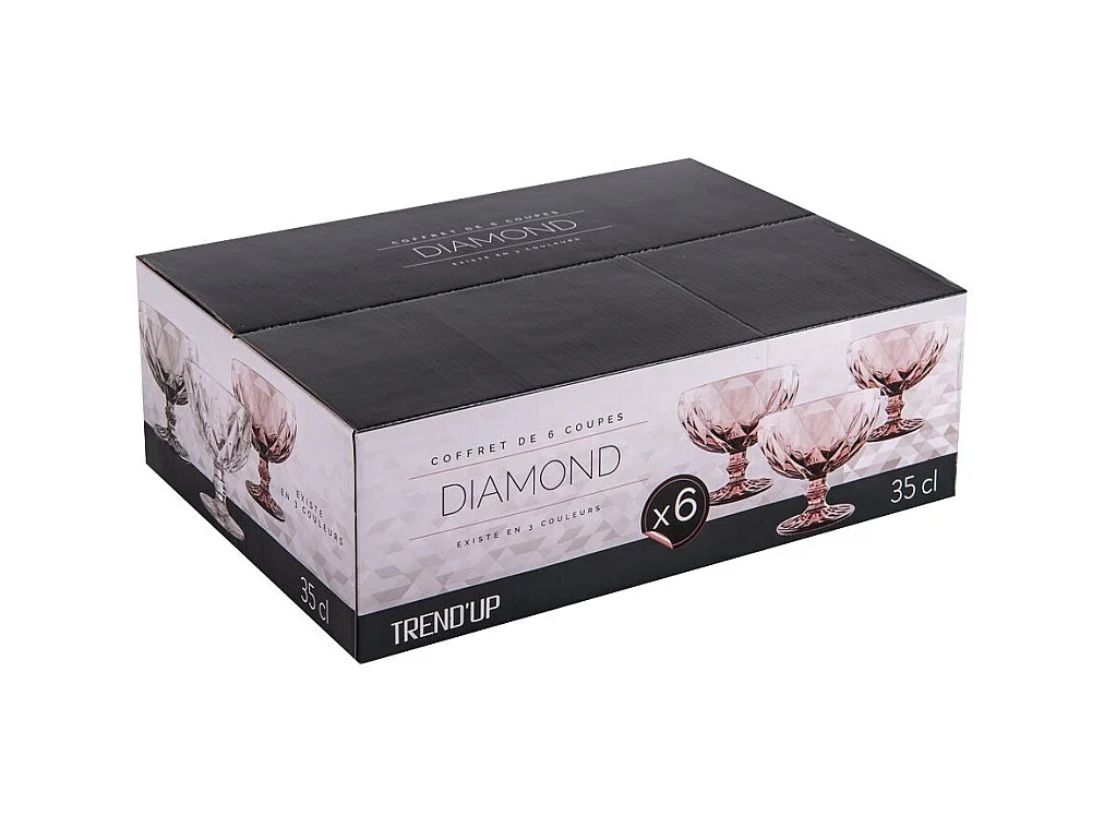 Boite de 6 coupes de glace 35 cl diamond rose
