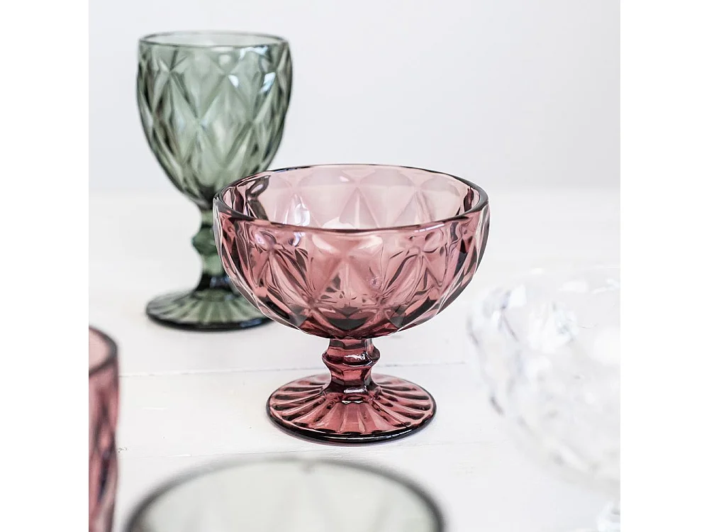 Boite de 6 coupes de glace 35 cl diamond rose