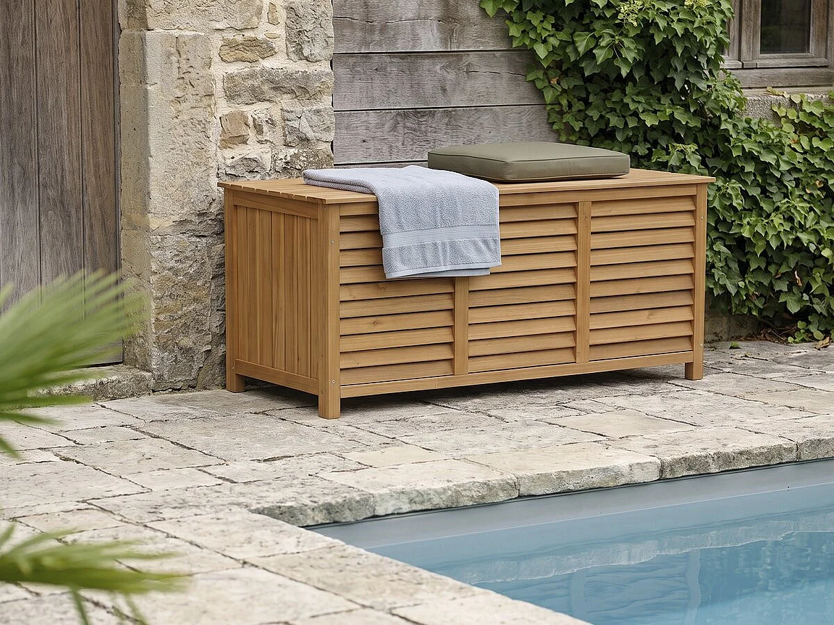 Coffre de jardin en bois "Macao" - 130 x 64 x 60 cm - Marron