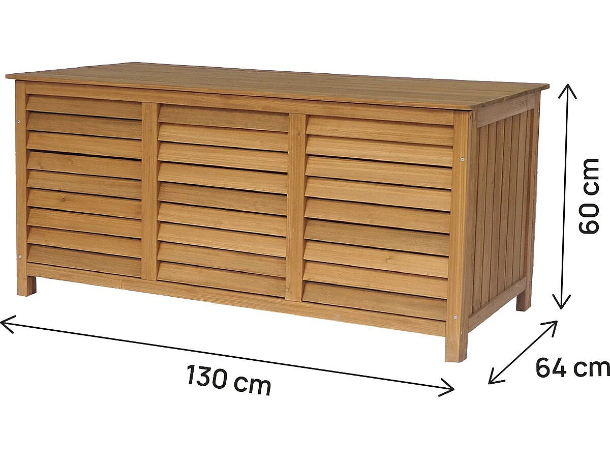 Coffre de jardin en bois "Macao" - 130 x 64 x 60 cm - Marron