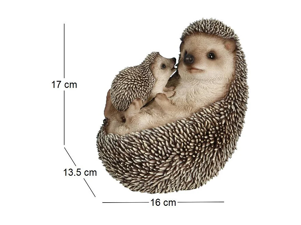 Madre e piccolo riccio in resina 17 cm