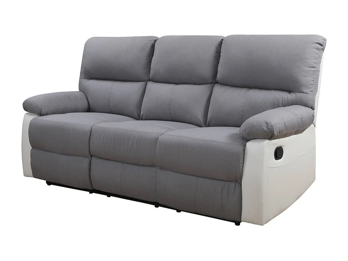 Canapé relax "Lincoln" - 197 x 89 x 103 cm - 3 places - Blanc / Gris clair
