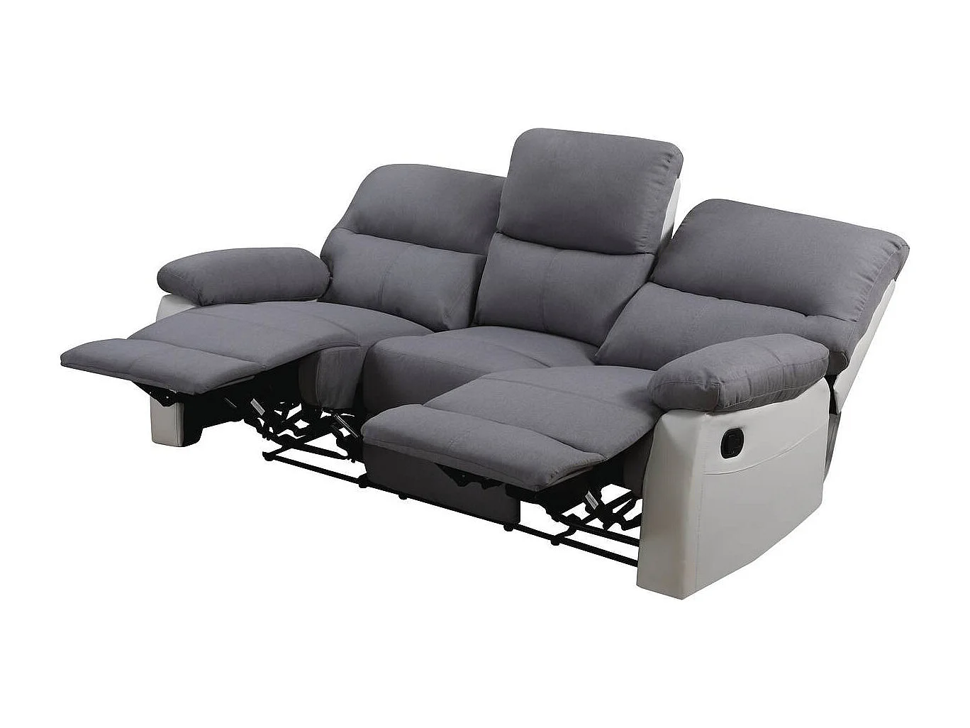 Canapé relax "Lincoln" - 197 x 89 x 103 cm - 3 places - Blanc / Gris clair