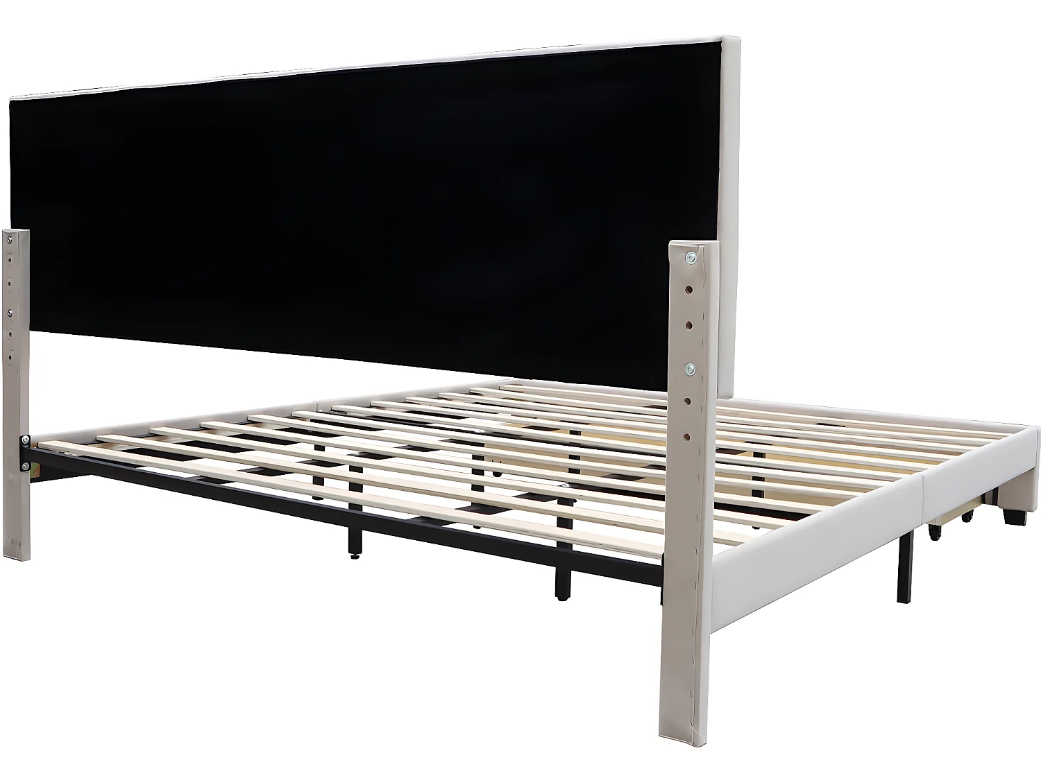 Cama de casal em veludo bege com gaveta de armazenamento "Théa" - 180 x 200 cm