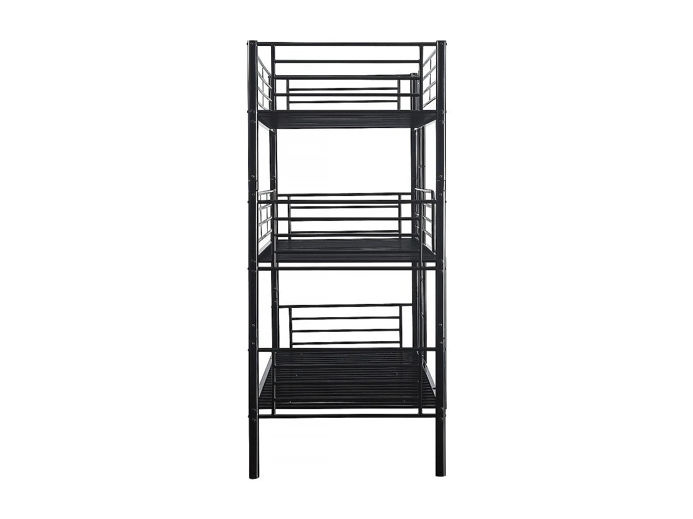 Lit superposé en métal triple "HAVIN" - 90 x 190 cm - Noir