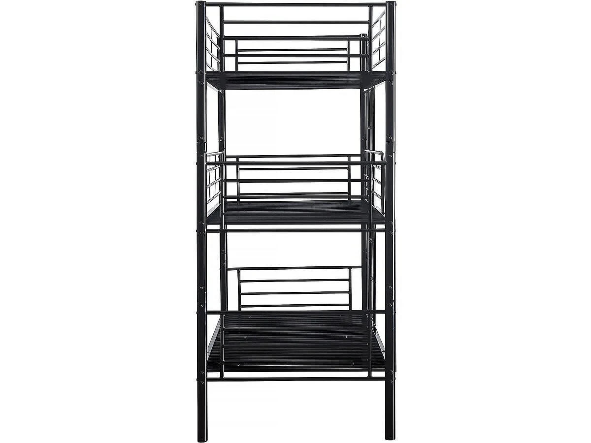 Stapelbed metaal 3 eenpersoonsbedden "HAVIN" - 90 x 190 cm - Zwart