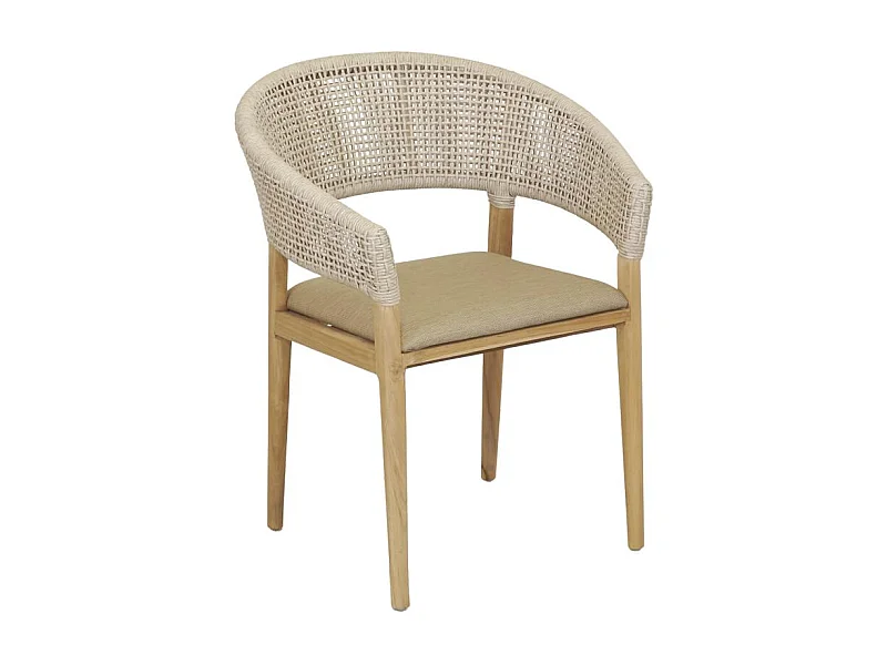 Fauteuil extérieur en teck et résine + coussin