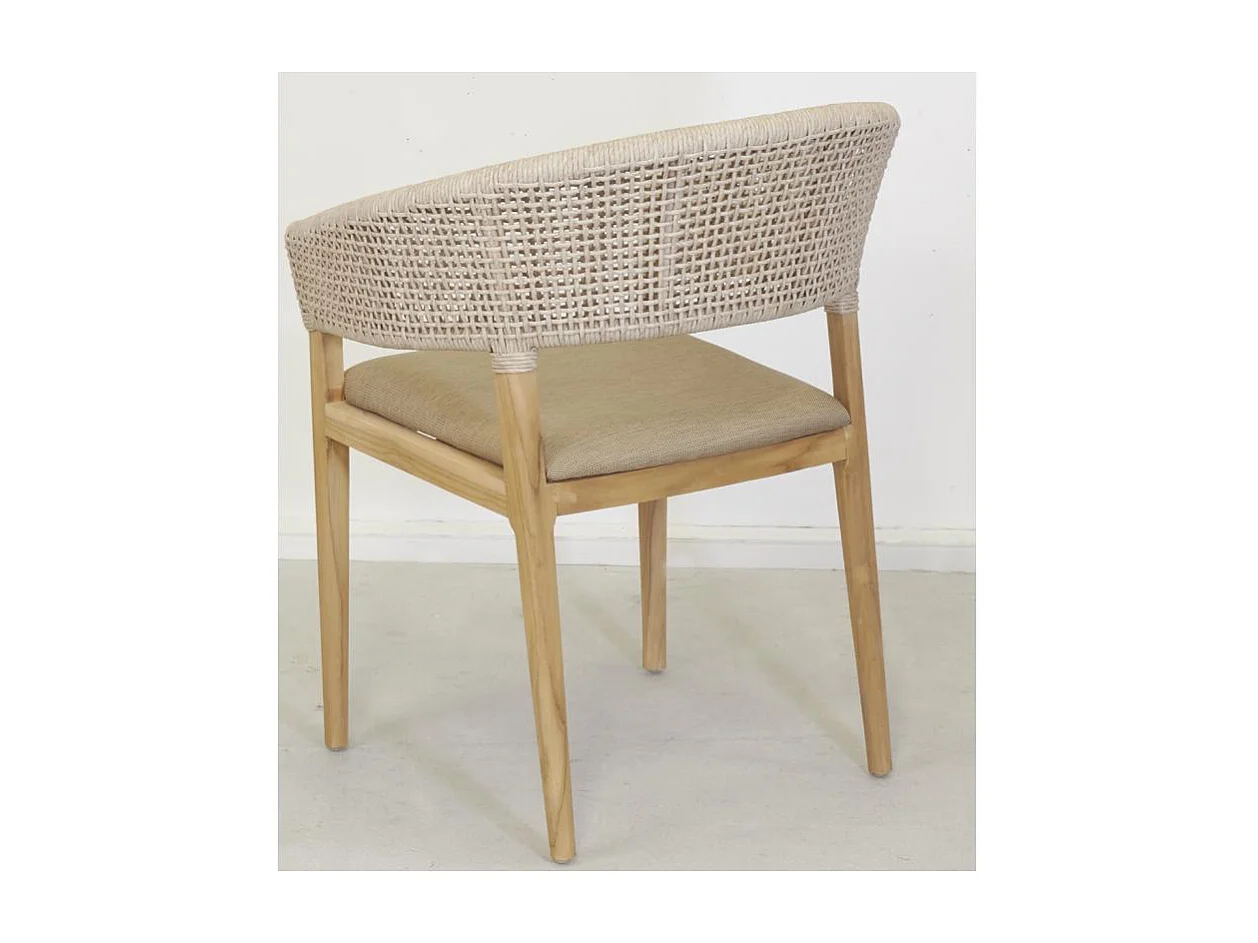 Fauteuil extérieur en teck et résine + coussin