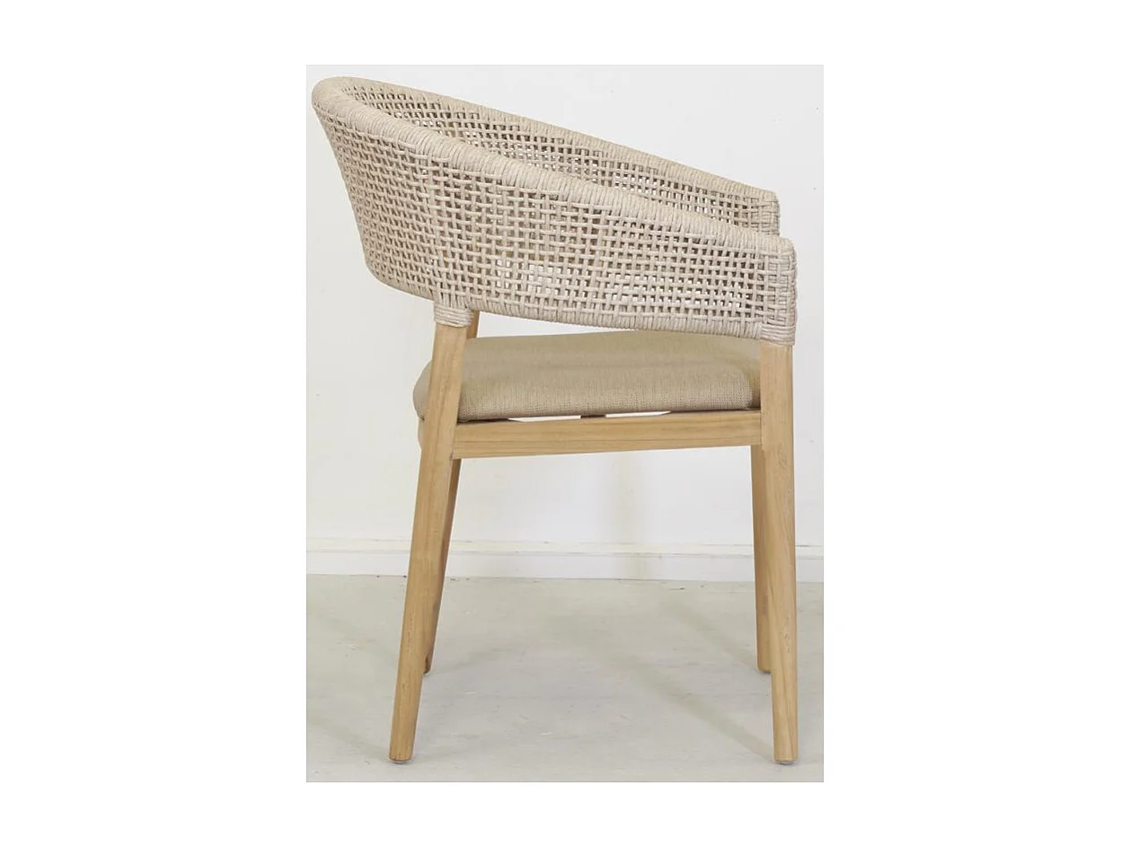 Fauteuil extérieur en teck et résine + coussin