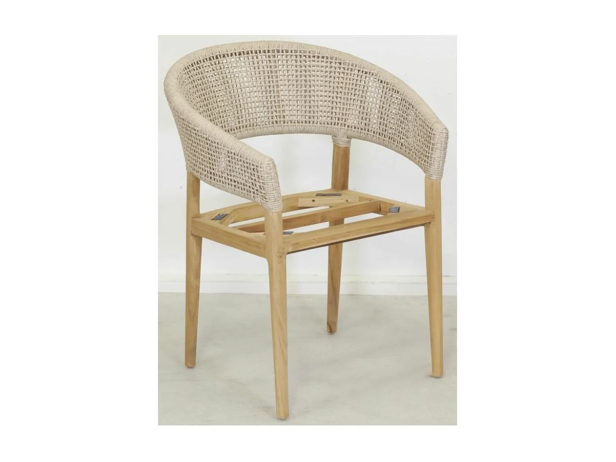 Fauteuil extérieur en teck et résine + coussin