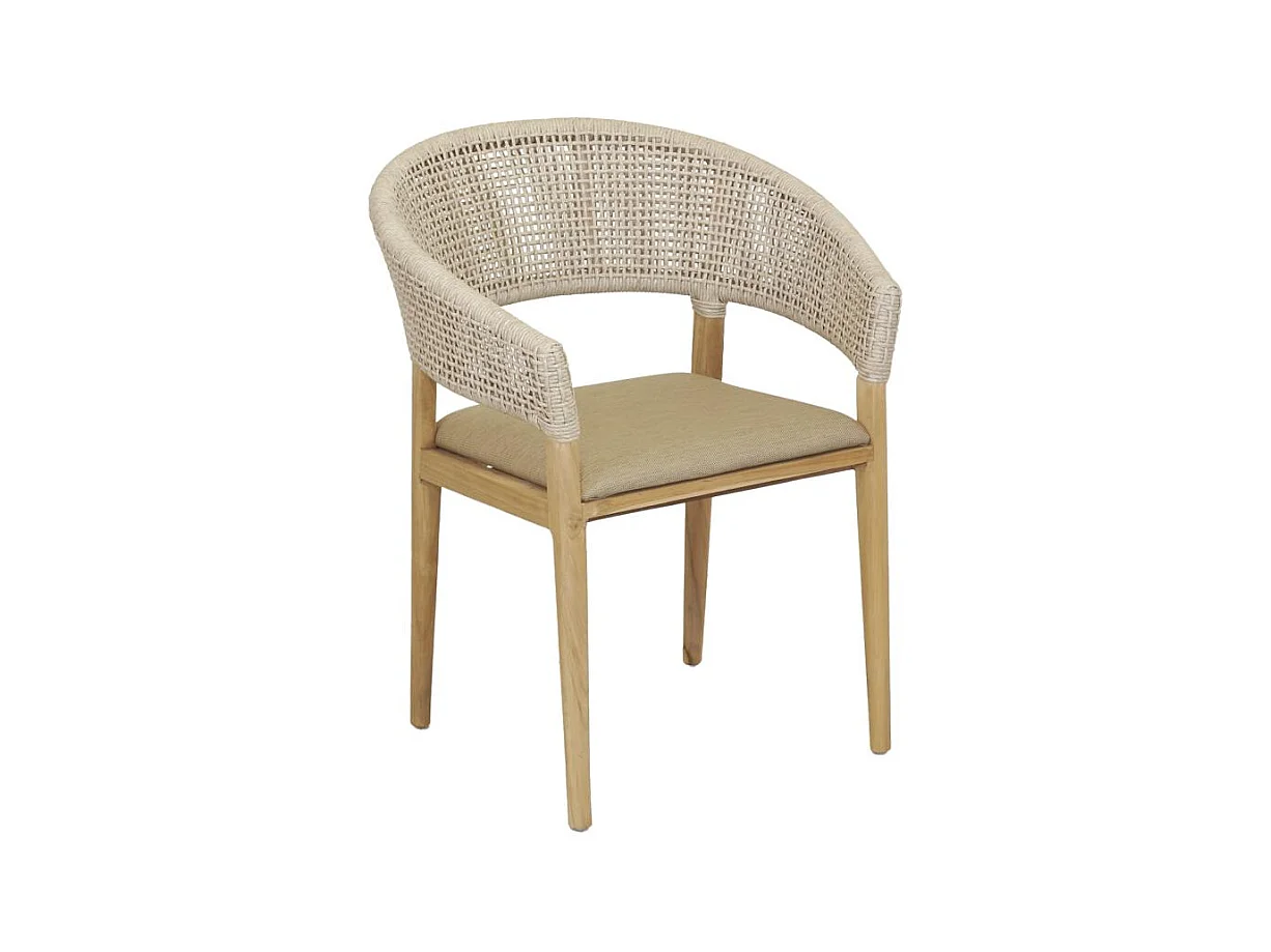 Fauteuil extérieur en teck et résine + coussin