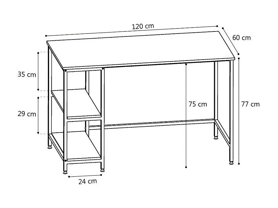 Bureau droit collection ROSTO effet bois exotique Sonoma, idéal pour votre bureau
