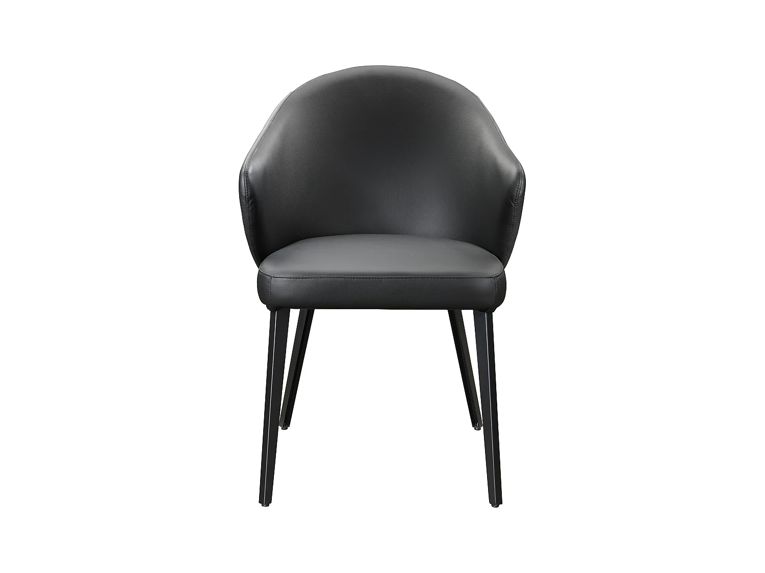 Silla con reposabrazos de piel y acero - Negro - MIBELLY de Maison Céphy