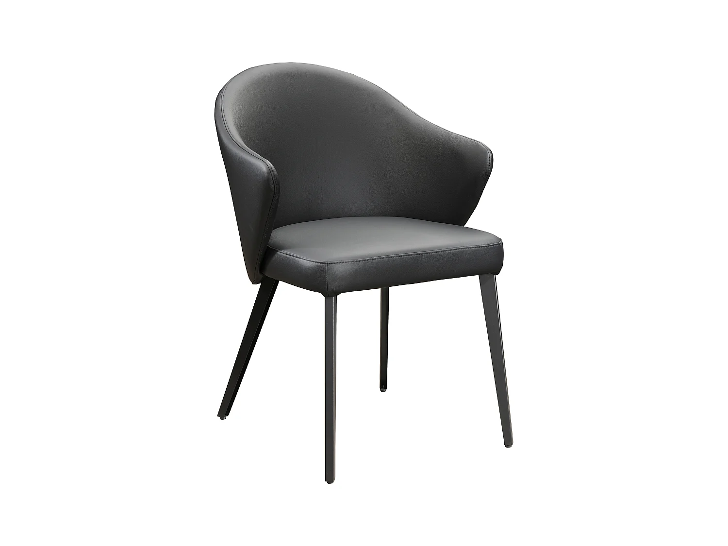 Silla con reposabrazos de piel y acero - Negro - MIBELLY de Maison Céphy