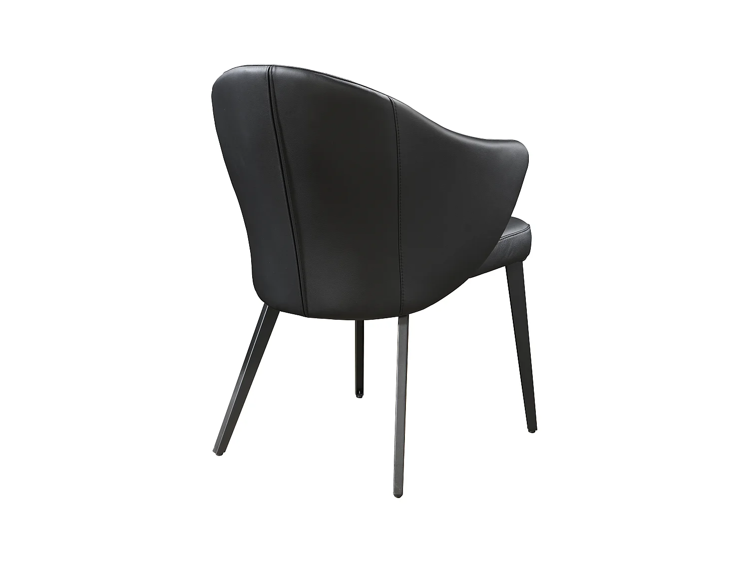 Silla con reposabrazos de piel y acero - Negro - MIBELLY de Maison Céphy