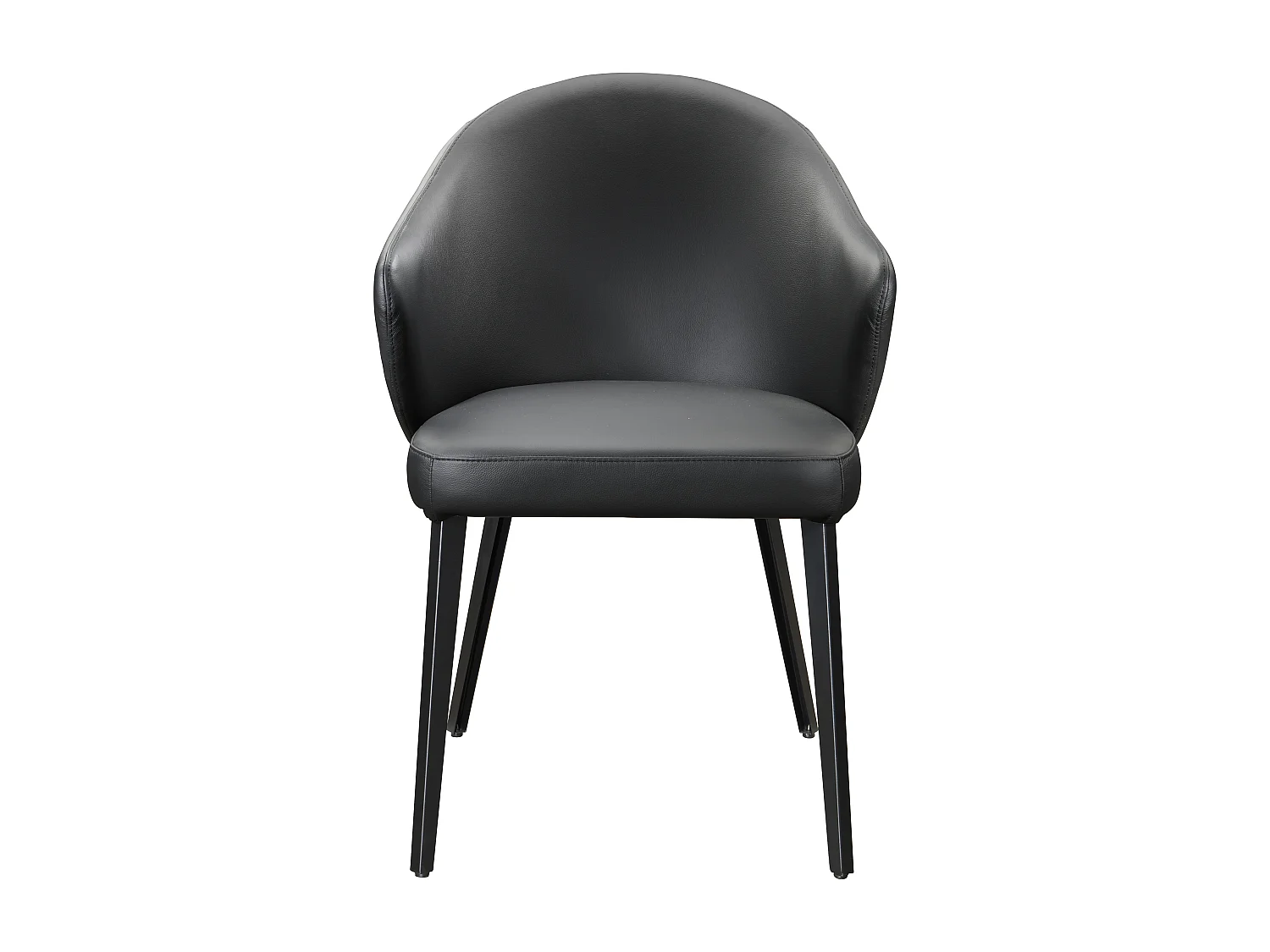 Chaise avec accoudoirs en cuir et acier - Noir - MIBELLY de Maison Céphy