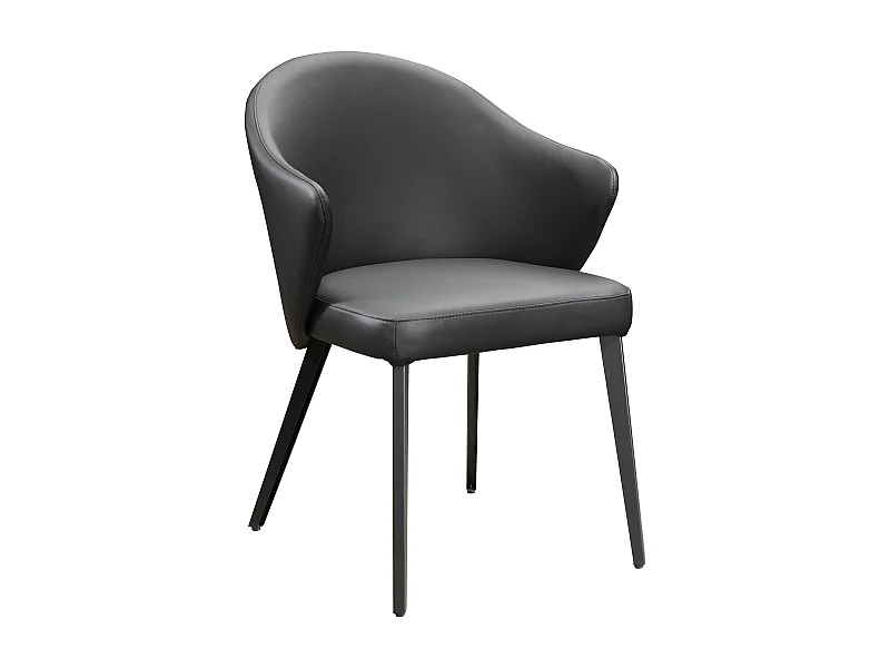 Chaise avec accoudoirs en cuir et acier - Noir - MIBELLY de Maison Céphy