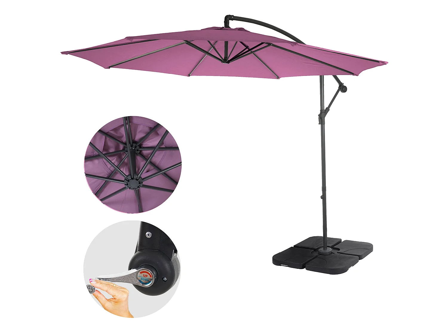 Parasol déporté protection solaire 360 x 295 x 255 cm 04_0000946
