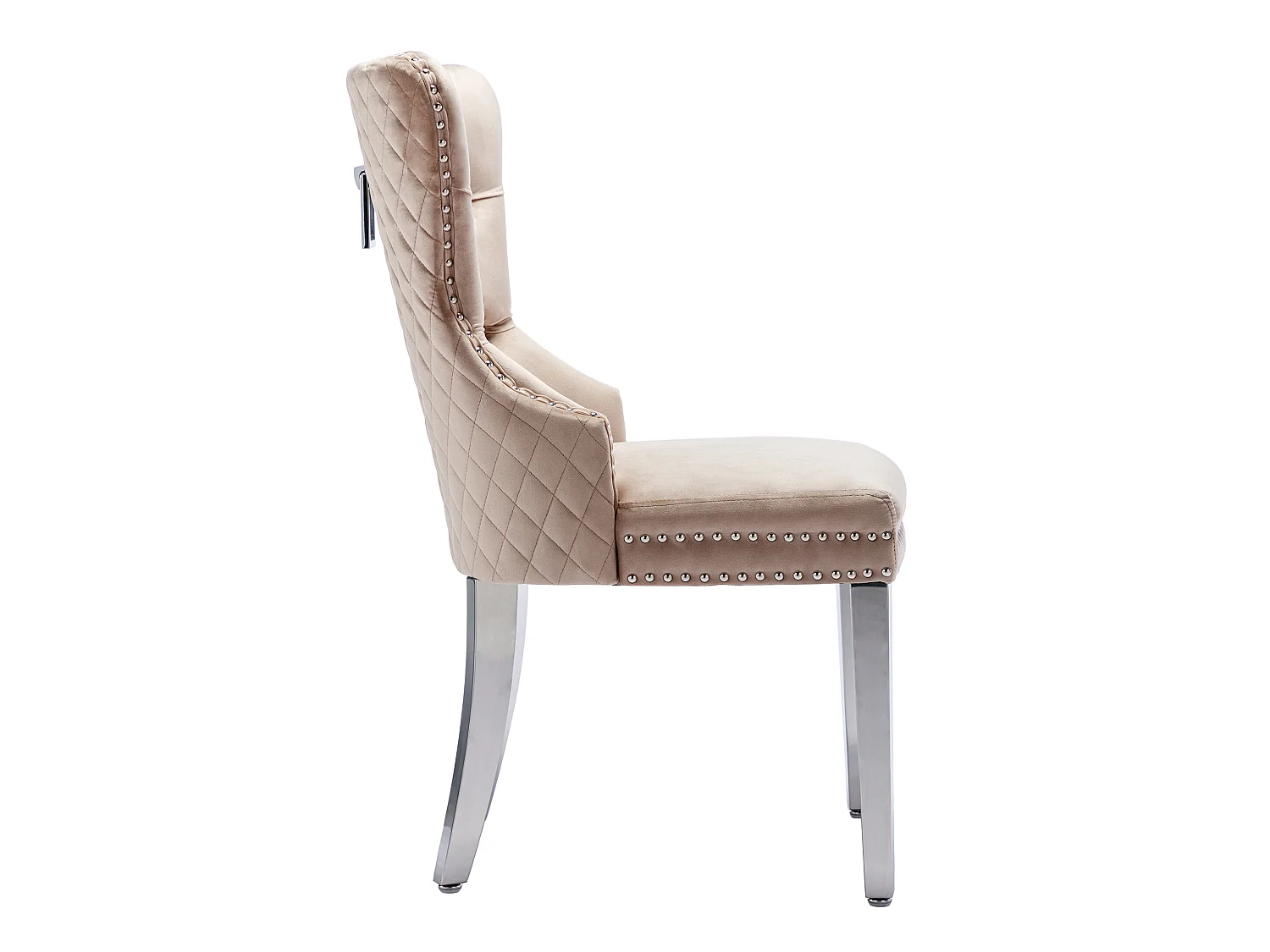 Lot de 4 chaises en velours avec pieds métallique - Beige