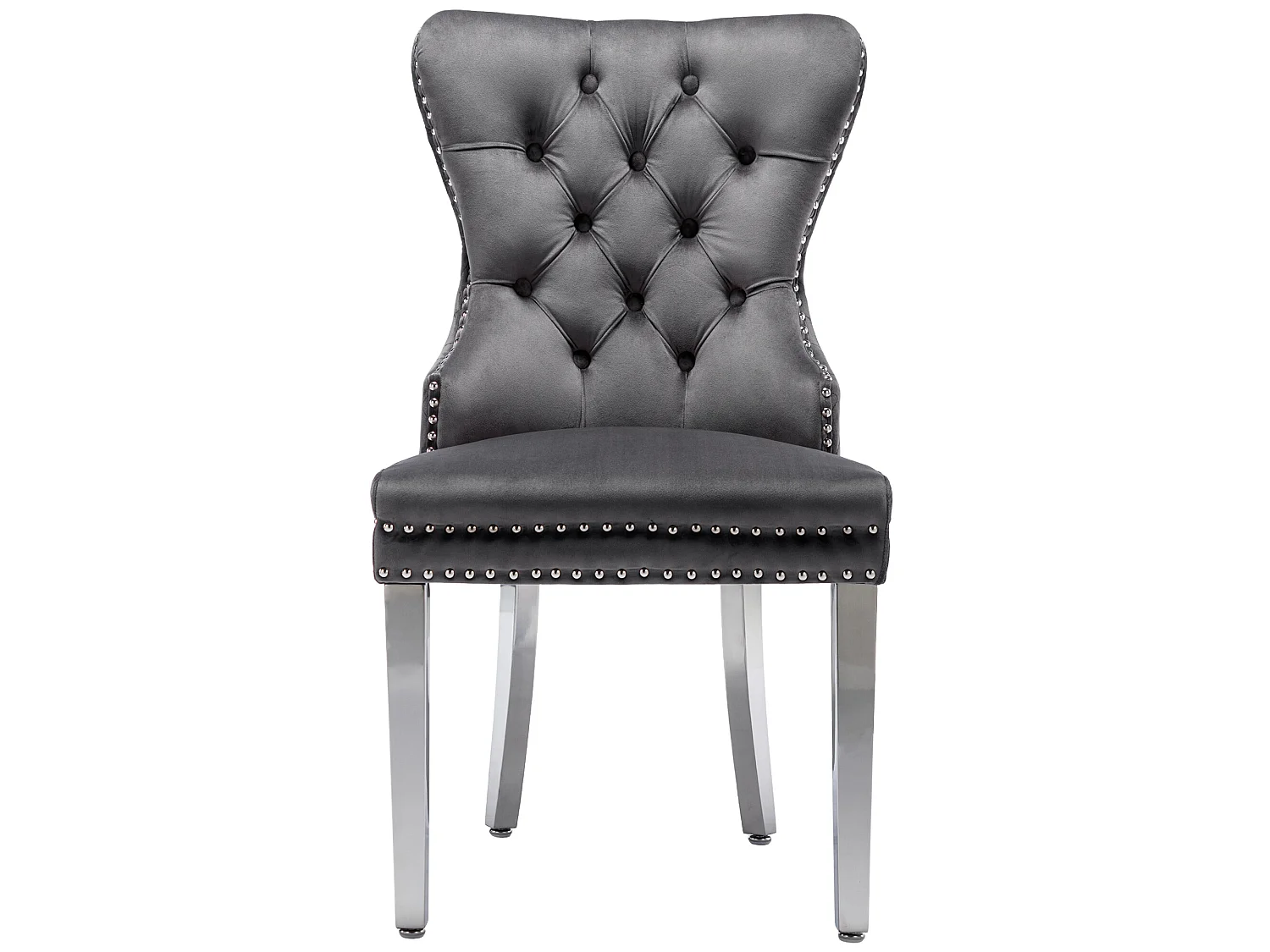 Lot de 6 chaises en velours avec pieds métallique - Gris